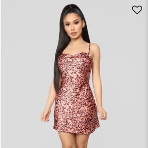 Satin dress, cheetah print MINI
